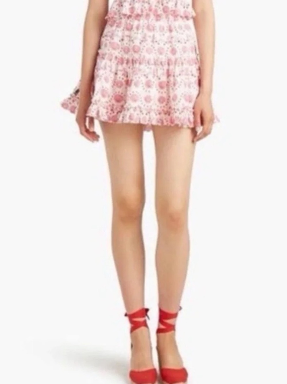 Hill House Pink Printed Ruffle Mini Skirt